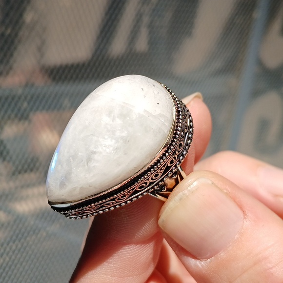New Rainbow Moonstone 925 Silver Ring. - Picture 5 of 12